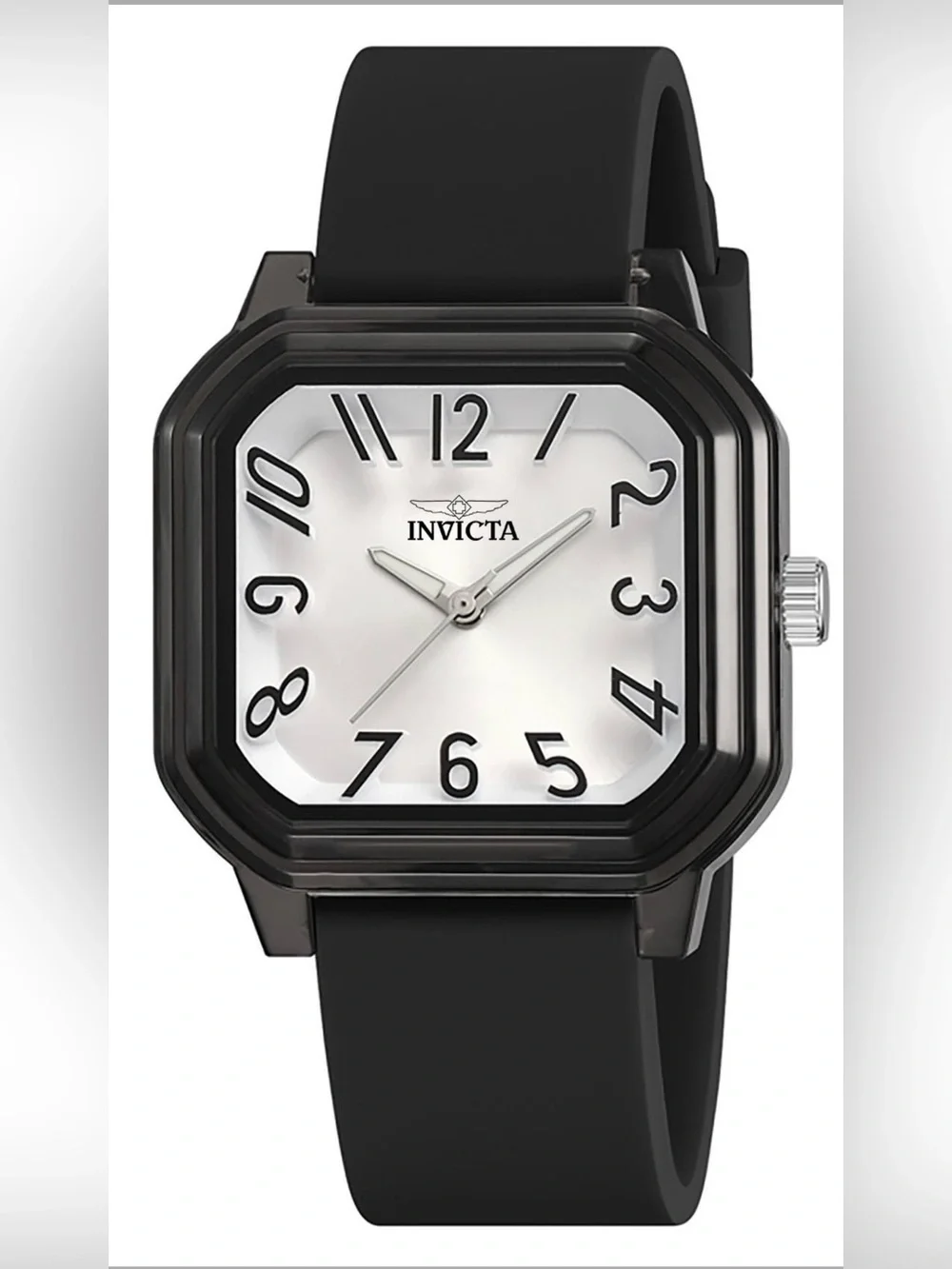 Invicta Celestial 70321 Women’s Black Silicone Strap Square White Face Watch NIB